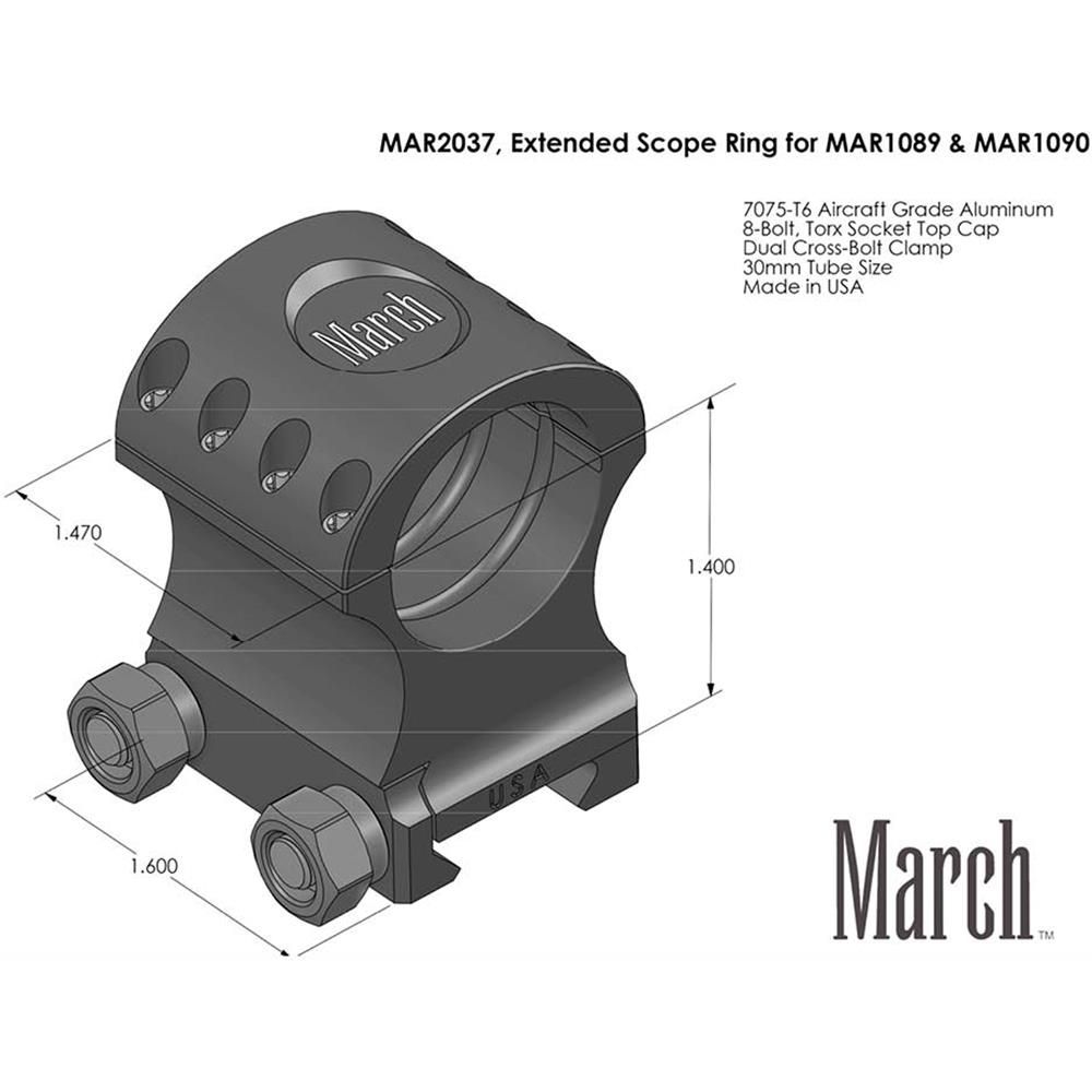 Long Scope Rings March Scopes Long Scope Ring 30mm x 1.4in MAR2037